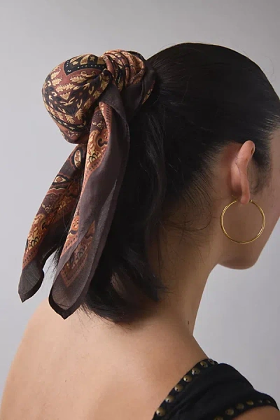 Urban Outfitters Tile Pattern Silky Scarf In Brown, Women's At