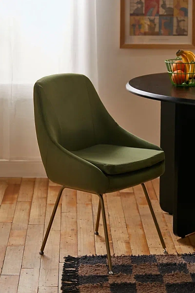 Urban Outfitters Tilly Upholstered Velvet Dining Chair In Dark Green At