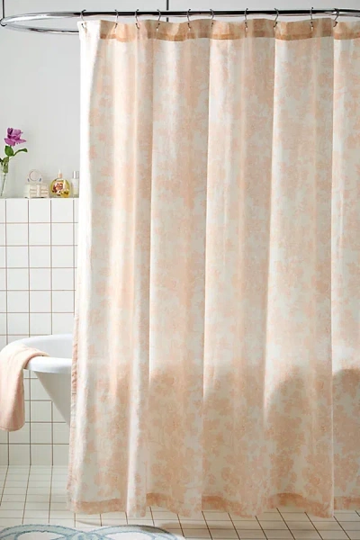 Urban Outfitters Toile Shower Curtain In Peach Fuzz At