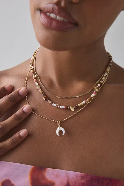 Urban Outfitters Trio Beaded Layered Necklace In Neutral, Women's At