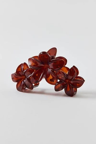 Urban Outfitters Triple Aria Flower Claw Clip In Dark Brown, Women's At