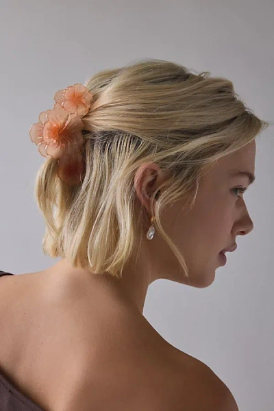 Urban Outfitters Triple Hibiscus Floral Claw Clip In Orange, Women's At