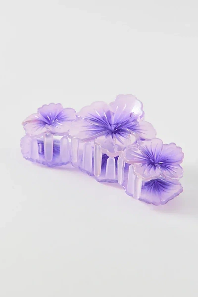 Urban Outfitters Triple Hibiscus Floral Claw Clip In Purple, Women's At