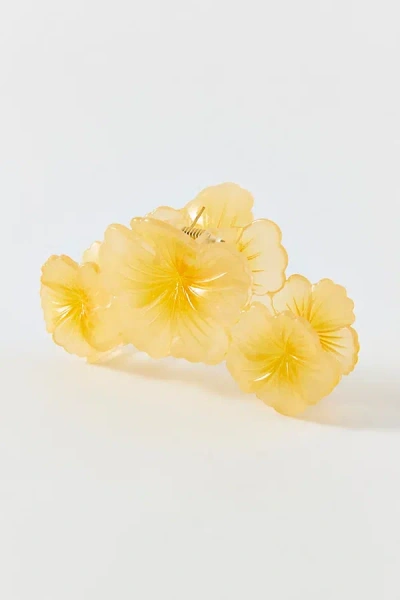 Urban Outfitters Triple Tropical Hibiscus Flower Claw Clip In Light Yellow, Women's At  In Orange