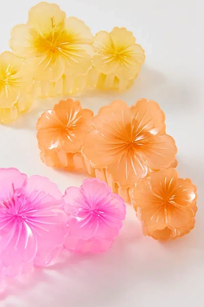 Urban Outfitters Triple Tropical Hibiscus Flower Claw Clip In Orange, Women's At  In Multi