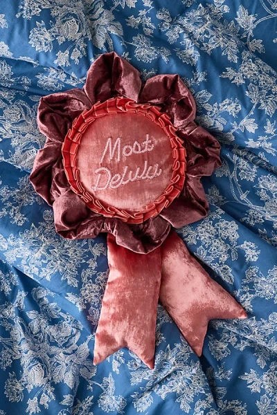 Urban Outfitters Trophy Ribbon Shape Velvet Throw Pillow In Most Delulu At