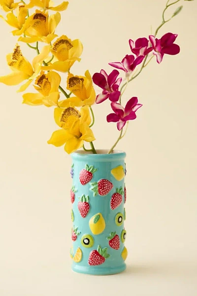 Urban Outfitters Tropical Fruit Icon Ceramic Vase In Light Blue At