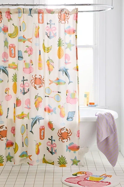 Urban Outfitters Tropical Vacay Icon Patterned Shower Curtain In Assorted At