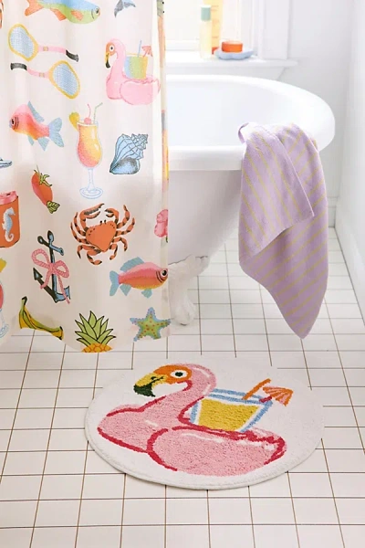 Urban Outfitters Tropical Vacay Round Tufted Bath Mat In Pink At