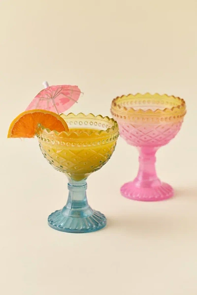 Urban Outfitters Tropicana Ombre Glass Goblet In Light Blue At