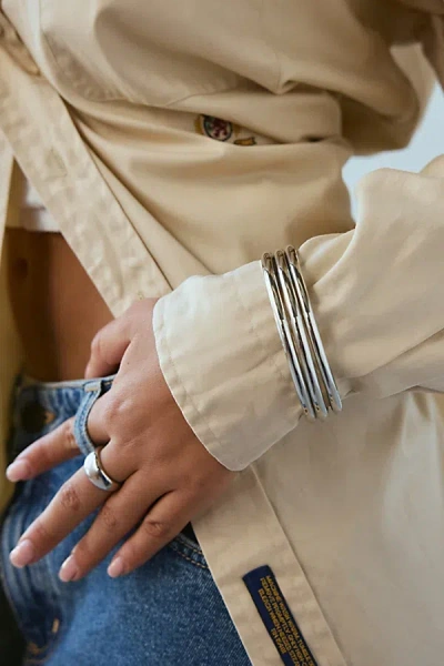 Urban Outfitters Tube Bangle Bracelet Set In Silver, Women's At  In Silver