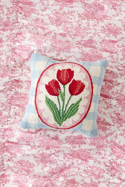 Urban Outfitters Tulip Frame Tufted Wool Throw Pillow In Red At