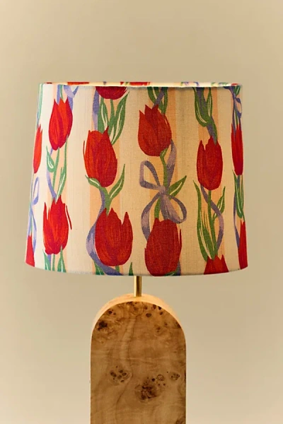 Urban Outfitters Tulip Print Woven Drum Lamp Shade In Red At