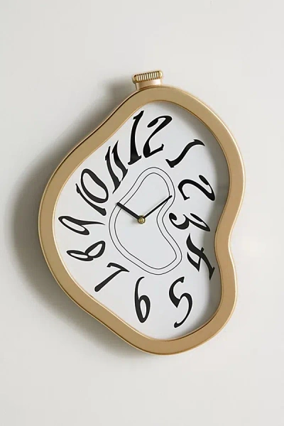 Urban Outfitters Twisted 11" X 15" Analog Wall Clock In Gold At