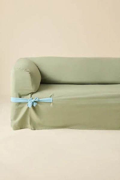 Urban Outfitters Universal Cotton Sofa Slipcover In Green Solid Contrast Ties At
