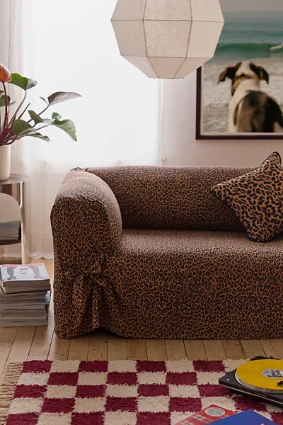 Urban Outfitters Universal Cotton Sofa Slipcover In Leopard Contrast Ties At
