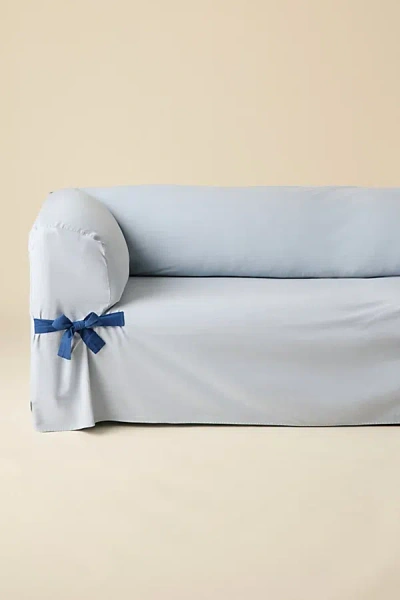 Urban Outfitters Universal Cotton Sofa Slipcover In Sky Solid Contrast Ties At  In Blue