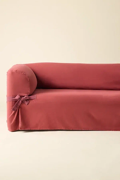 Urban Outfitters Universal Cotton Sofa Slipcover In Wine Solid Contrast Ties At  In Red