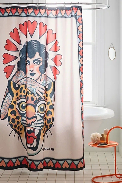 Urban Outfitters Untamed Love Printed Shower Curtain In Orange At  In Multi