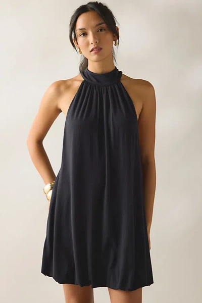 Urban Outfitters Uo High Neck Halter Bubble Mini Dress In Black, Women's At