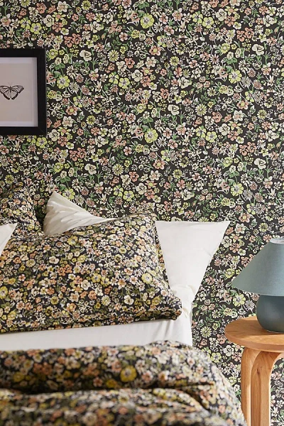 Urban Outfitters Uo Home Abigail Floral Removable Wallpaper In Black At  In Multi