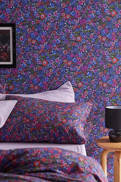 Urban Outfitters Uo Home Abigail Floral Removable Wallpaper In Blue At  In Purple