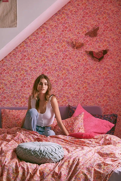 Urban Outfitters Uo Home Abigail Floral Removable Wallpaper In Pink At  In Red