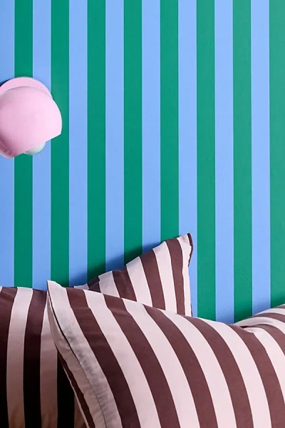 Urban Outfitters Uo Home Cabana Striped Removable Wallpaper In Green At  In Multi