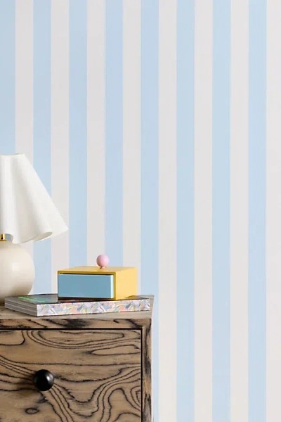Urban Outfitters Uo Home Cabana Striped Removable Wallpaper In Light Blue At