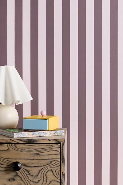 Urban Outfitters Uo Home Cabana Striped Removable Wallpaper In Rose At  In Burgundy