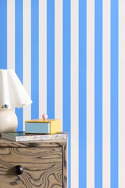 Urban Outfitters Uo Home Cabana Striped Removable Wallpaper In Sapphire At  In Blue
