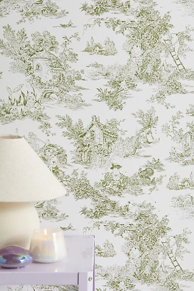 Urban Outfitters Uo Home Frog Toile Removable Wallpaper In Green At