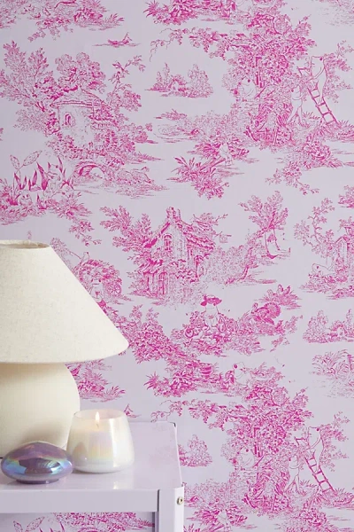 Urban Outfitters Uo Home Frog Toile Removable Wallpaper In Pink At
