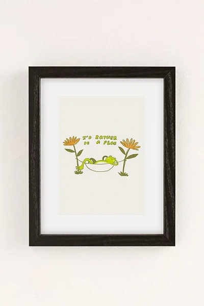 Urban Outfitters Uo Home I'd Rather Be A Frog Art Print In Black Wood Frame At