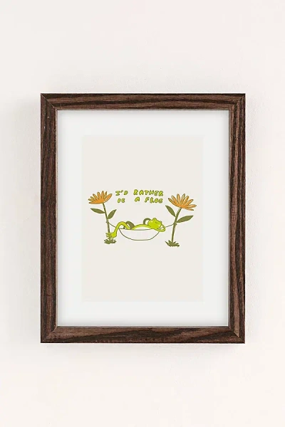 Urban Outfitters Uo Home I'd Rather Be A Frog Art Print In Walnut Wood Frame At  In Brown
