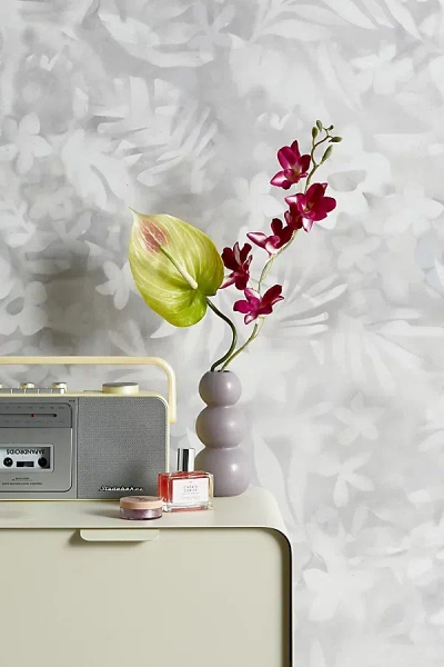 Urban Outfitters Uo Home July Hibiscus Airbrush Tropical Removable Wallpaper In Grey At  In White