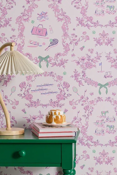 Urban Outfitters Uo Home Preppy Toile Removable Wallpaper In Pink At