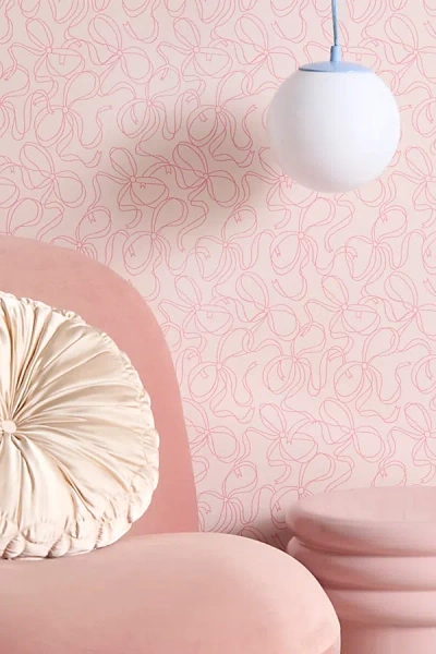 Urban Outfitters Uo Home Pretty Bows Peach Removable Wallpaper In Assorted At  In Blue