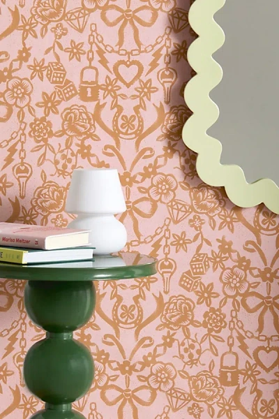 Urban Outfitters Uo Home Stencil Grey Removable Wallpaper In Peach At