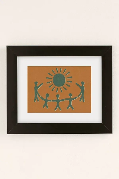 Urban Outfitters Uo Home Sunny Friends Art Print In Black Matte Frame At