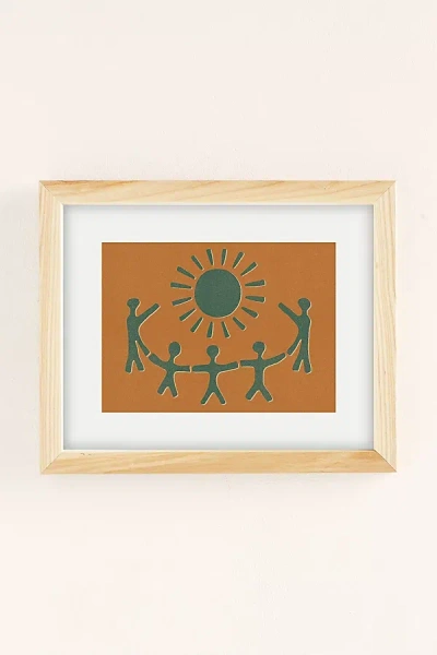 Urban Outfitters Uo Home Sunny Friends Art Print In Natural Wood Frame At  In Brown
