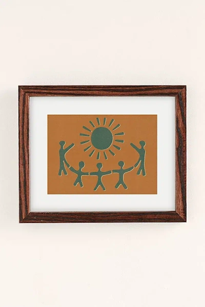 Urban Outfitters Uo Home Sunny Friends Art Print In Walnut Wood Frame At