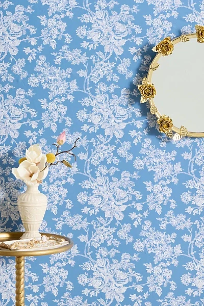 Urban Outfitters Uo Home Toile Removable Wallpaper In Blue At