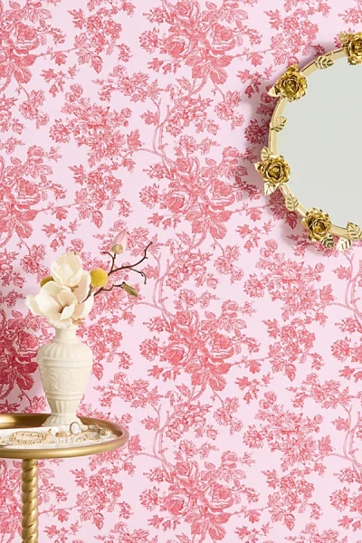 Urban Outfitters Uo Home Toile Removable Wallpaper In Red At  In Pink