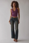 Urban Outfitters Uo Luna Mixed Lace Trim Plunge Halter Top In Plum, Women's At  In Purple