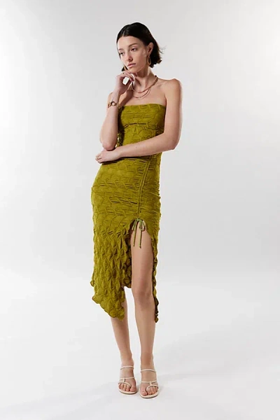 Urban Outfitters Uo Remy Textured Tube Midi Dress In Moss, Women's At
