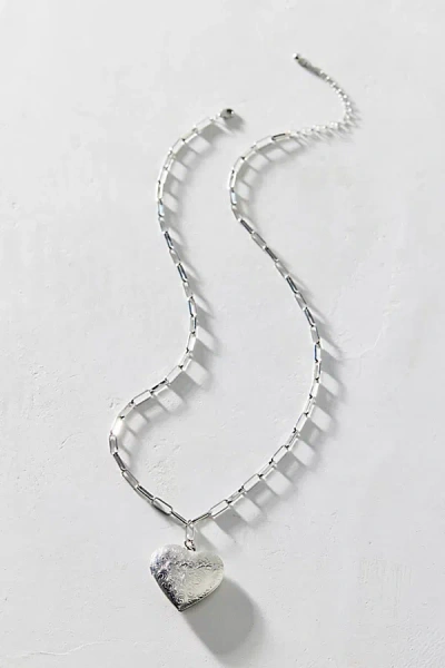 Urban Outfitters Ursa Heart Locket Pendant Necklace In Silver, Women's At