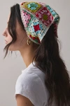 Urban Outfitters Valerie Checkered Crochet Triangle Headscarf In Patchwork, Women's At  In Patchwork
