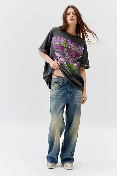 Urban Outfitters Van Halen Motorcycle Washed Oversized Tee In Black, Women's At