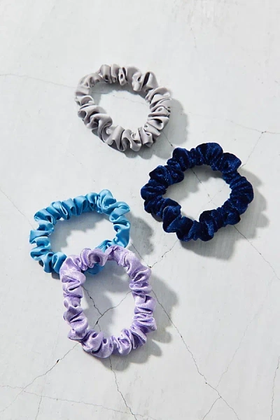 Urban Outfitters Velvet & Satin Hair Scrunchie Set In Blue/lavender/grey, Women's At  In Multi